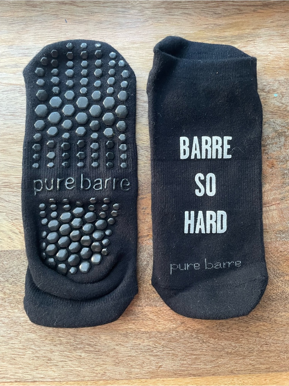 Pure Barre “BARRE SO HARD” Black Low Rise Grip Socks NWOT